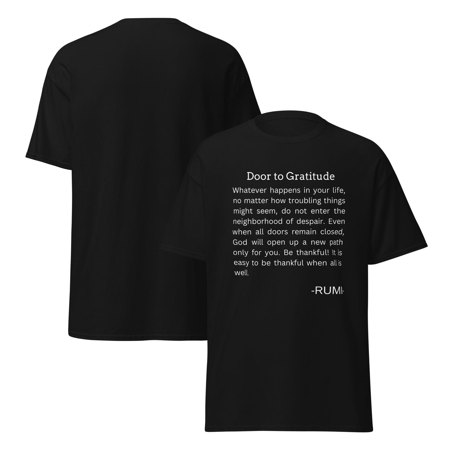 Door to Gratitude – Rumi Quote Unisex T-Shirt